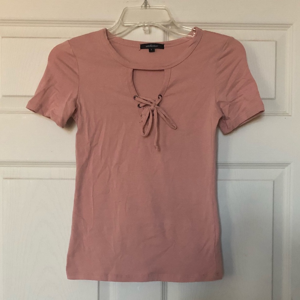 NWOT Pink Tie Front Top